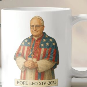 Pope Leo XIV 2025 Mug, American Flag Catholic
