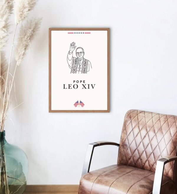 Pope Leo XIV Digital Line Art Poster