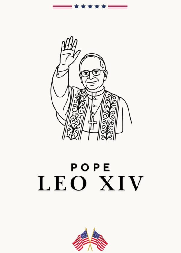 Pope Leo XIV Digital Line Art Poster