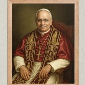Pope Leo XIV Official Portrait | Seated Papal Painting of Cardinal Robert Prevost Poster