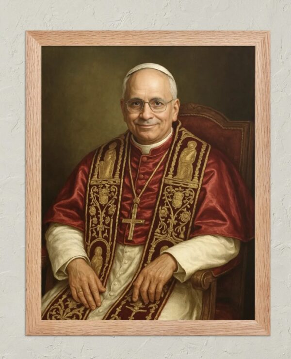 Pope Leo XIV Official Portrait | Seated Papal Painting of Cardinal Robert Prevost Poster