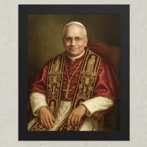 Pope Leo XIV Official Portrait | Seated Papal Painting of Cardinal Robert Prevost Poster