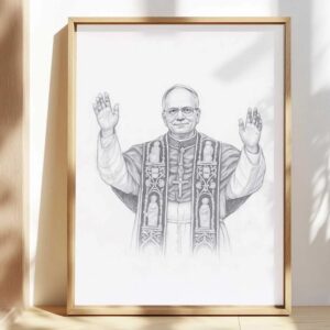 Pope Leo XIV Wall Art - Vintage Papal Sketch Print - Robert Prevost Portrait Poster