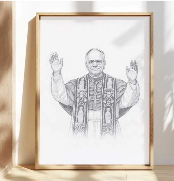 Pope Leo XIV Wall Art - Vintage Papal Sketch Print - Robert Prevost Portrait Poster