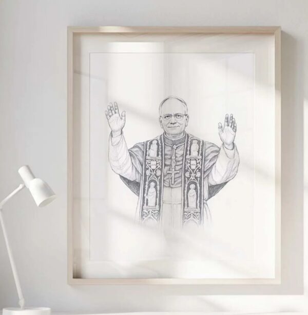 Pope Leo XIV Wall Art - Vintage Papal Sketch Print - Robert Prevost Portrait Poster