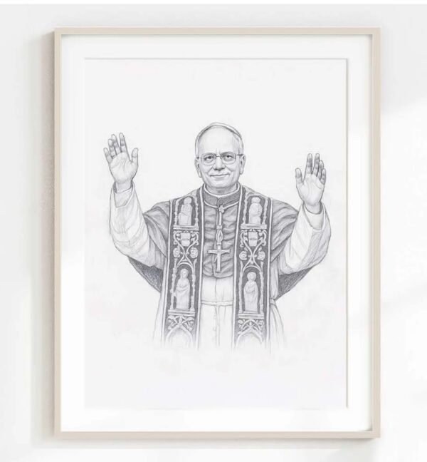 Pope Leo XIV Wall Art - Vintage Papal Sketch Print - Robert Prevost Portrait Poster