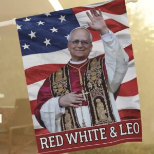 Red White and Leo Flag Pope Leo XIV Catholic Flag
