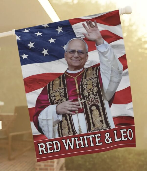 Red White and Leo Flag Pope Leo XIV Catholic Flag