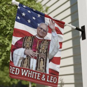 Red White and Leo Flag Pope Leo XIV Catholic Flag