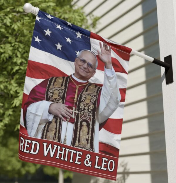 Red White and Leo Flag Pope Leo XIV Catholic Flag
