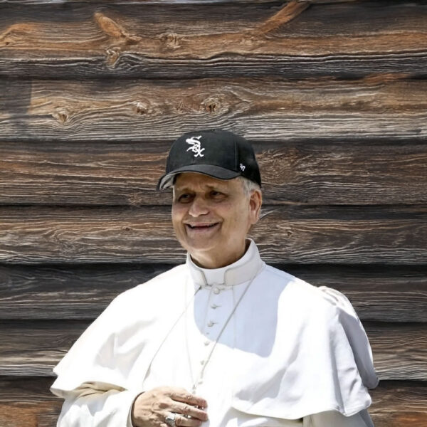 Funny Pope White Sox Hat Meme Poster - Catholic Humor Wall Art, Chicago White Sox Fan Gift, Pop Culture Mashup Print